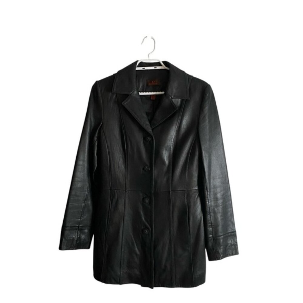 Danier Women's Black Button Leather Jacket